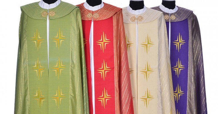 Liturgical cope: The vestment worn by priests in celebrations