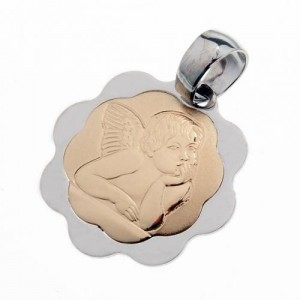 raffaello angel yellow and white gold pendant