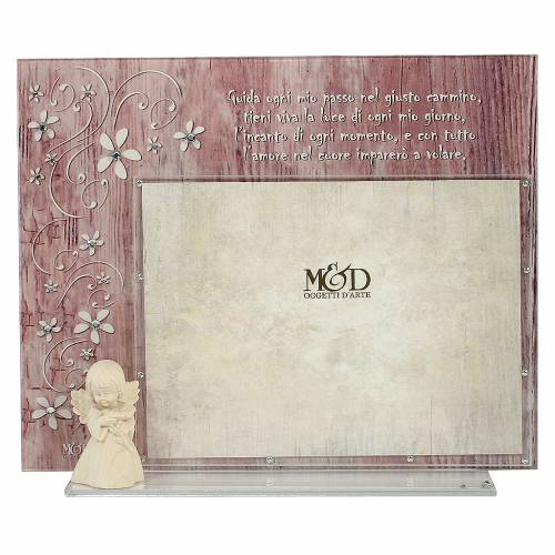 Photo frame with wooden angel and prayer