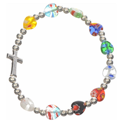 elastic bracelet with murano glass heart