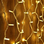Extendable curtain with 100 warm white Jumbo LED lights