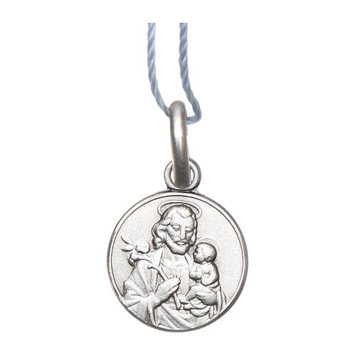 Rhodium plated medal with St. Joseph 