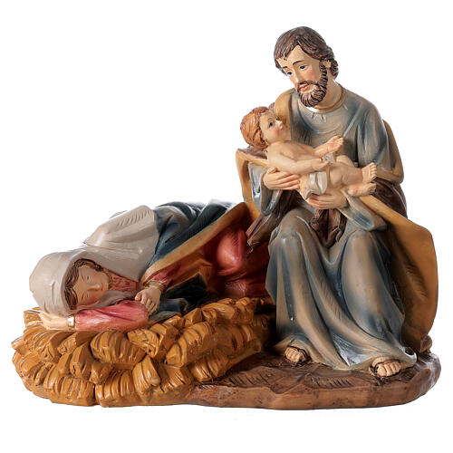 Reclining Nativity, 20 cm, painted resin composition