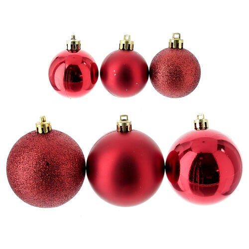 Red Christmas tree decoration set of 38 balls 40-60 mm 