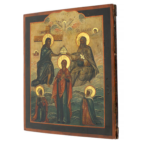 Ancient Russian icon Coronation of the Virgin 19th century 40x34 cm 