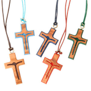 Stylised coloured pendant cross