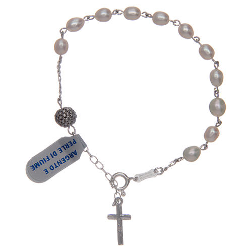 Bracelet 925 sterling silver with white river pearls