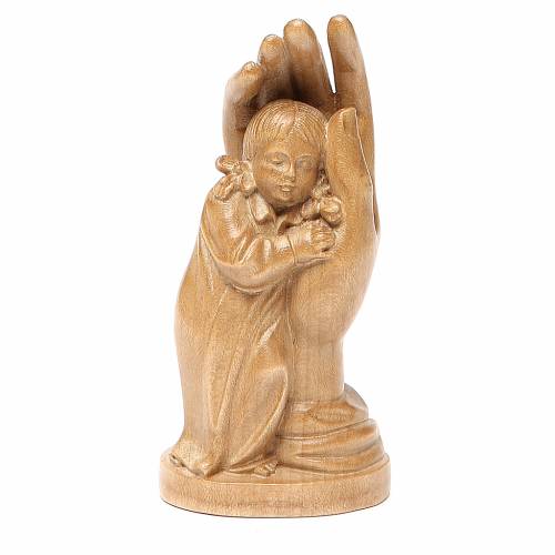 Protective hand with Valgardena wooden baby girl