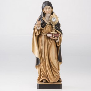 St Clare with monstrance wooden statue painted