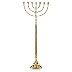 Candlestick Menorah in gold-plated brass with 7 flames