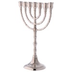 Menorah candle holder with 7 flames in silver-plated brass 25 cm 