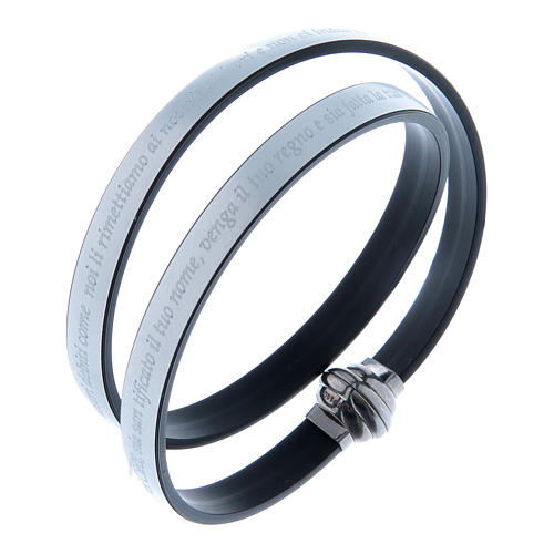 amen bracelet in thermoplastic 925 sterling silver and mother of pearl with our father incision