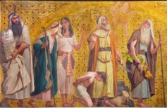 Abraham’s lineage until Jesus TURIN, ITALY - MARCH 15, 2017: The symbolic fresco of patriarchs Moses, Joseph, Abraham and Josue in church Chiesa di San Dalmazzo by Enrico Reffo and Luigi Guglielmino (1916).