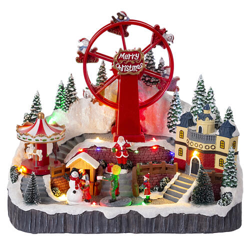 christmas village set with big wheel