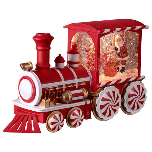Christmas candy cane train snow globe 30x10x15 cm