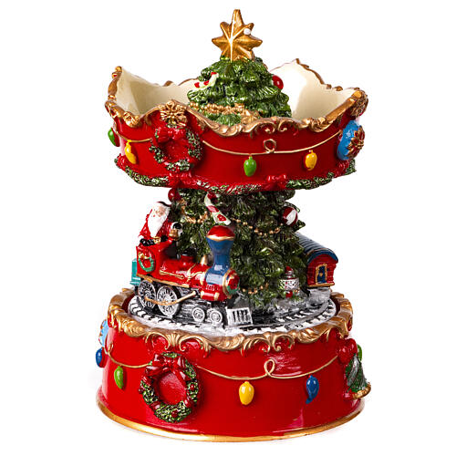 Christmas music box with Santa on a train, 6x4x4 in