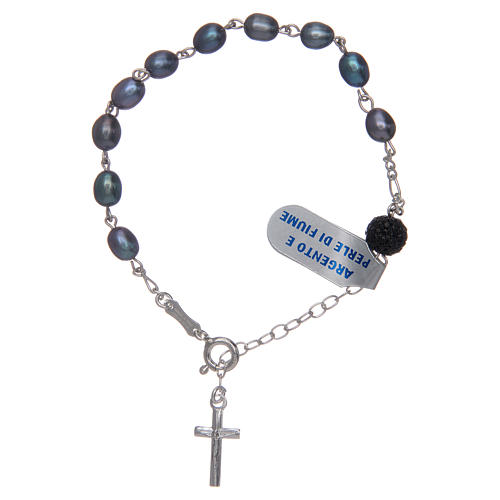 Bracelet in 925 sterling silver with purple river pearls