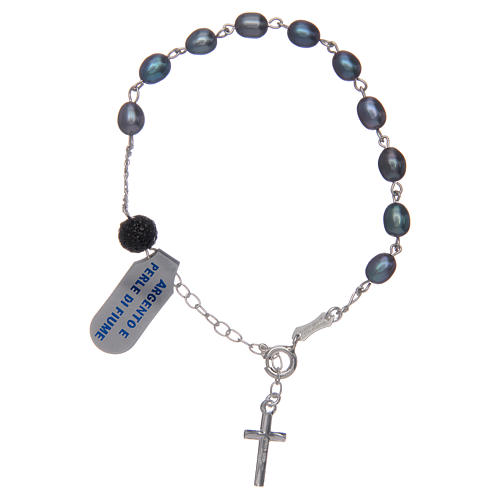 Bracelet in 925 sterling silver with purple river pearls