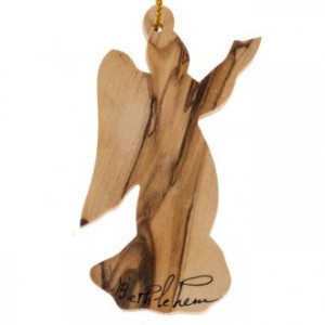 Schmuck Weihnachtsbaum Olivenholz Bethlehem Engel