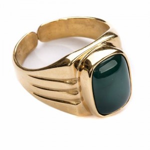 Bischofsring 800 Silber vergoldet grüner Achat