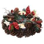 Adventskranz mit Tannenzapfen und Glocken mit Kerzenstanzen, 30 cm 150x150