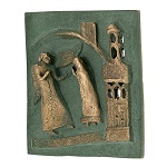 Fliese San Zeno Verona aus Bronze mit Verkündigung mit Haken