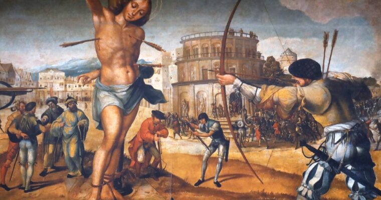 Der Heilige Sebastian und sein Martyrium zur Hilfe verfolgter Christen