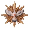 Heiliger Geist mit Schein aus Grödnertal-Holz und Etui , 5,5 cm