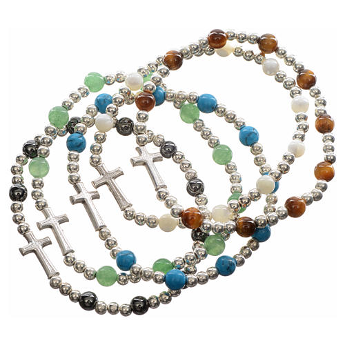 Pulsera elastica piedra dira y cruz