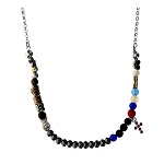 Collar Agios Iesus cruz zircones rubí