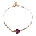 Pulsera sacrum cor rosada zircones bruñido Agios plata 925