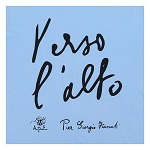 t shirt azul algodón bio estampado negro hacia lo alto pier giorgio frassati