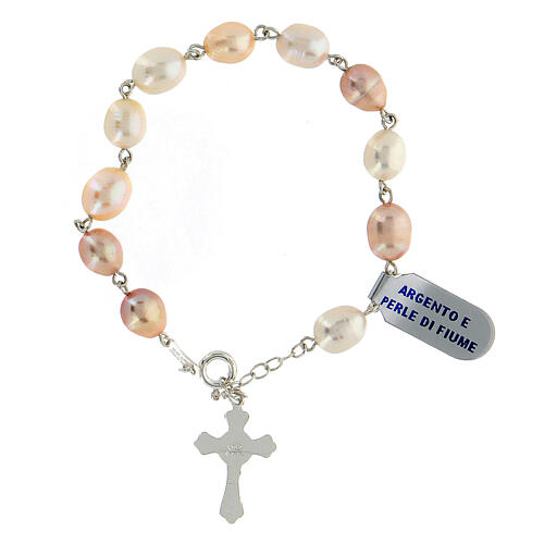 Pulsera decena plata y perlas de río