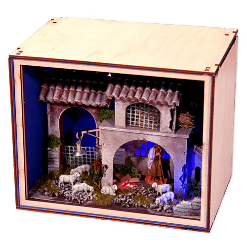 Nativity Box pastor con rebaño 20x25x20 cm belén 6,5 cm 