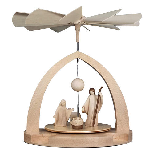 Pirámide navideña madera glaseado bicolor Val Gardena Natividad Aram con oveja