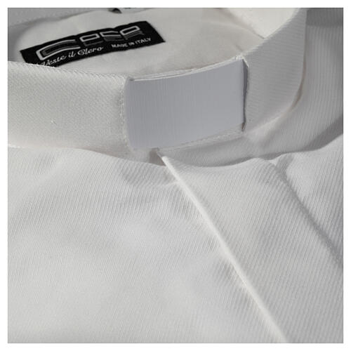 Camisa clergy sacerdote Manga Larga Planchado Fácil diagonal mixto algodón blanco Cococler