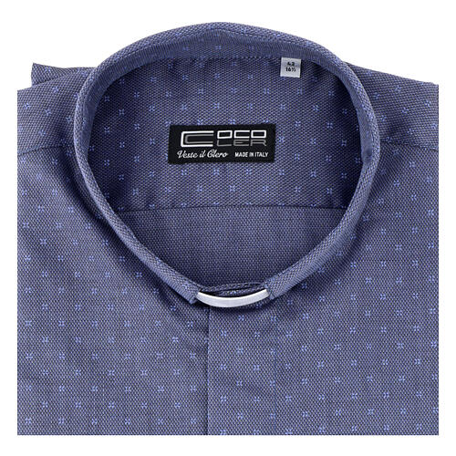 Camisa cuello clergy 100% algodón Cococler sin planchar fantasía manga larga