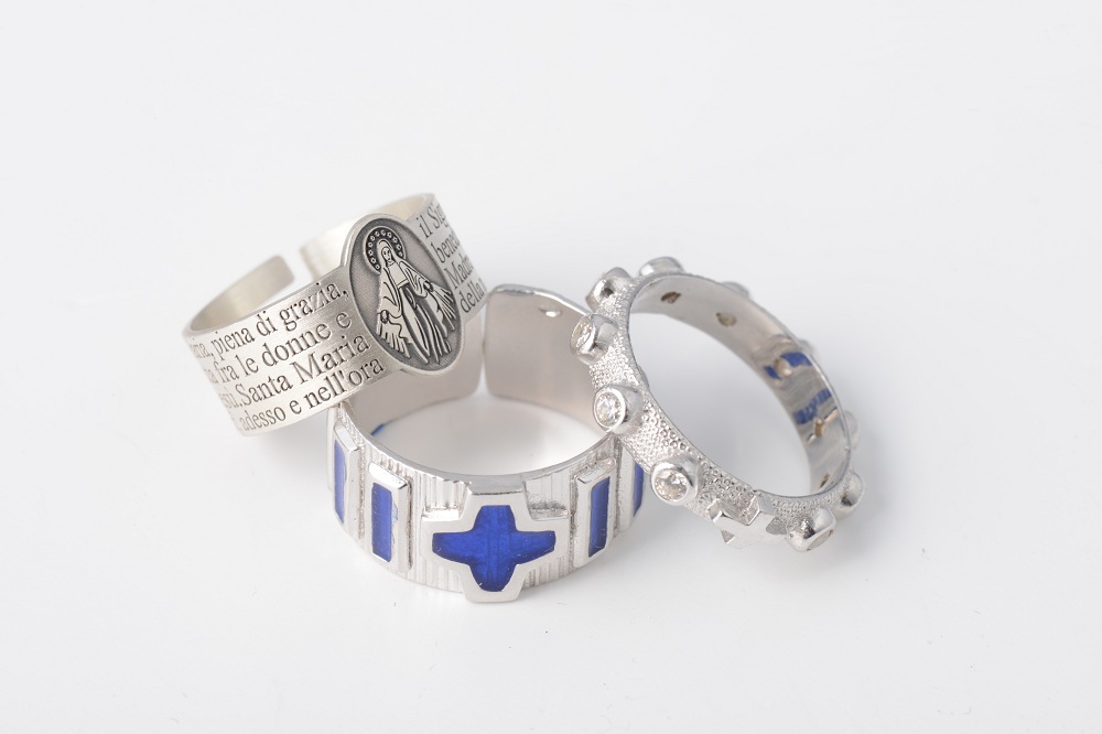 Alliance-Bague Chapelet Avec Médaille Vierge Miraculeuse – Bijou Religieux En Argent Diamètre 17 Mm - 7