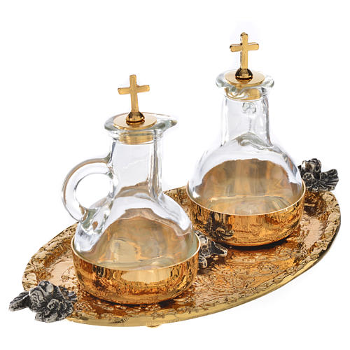 Plateau burettes eau et vin fusion de laiton