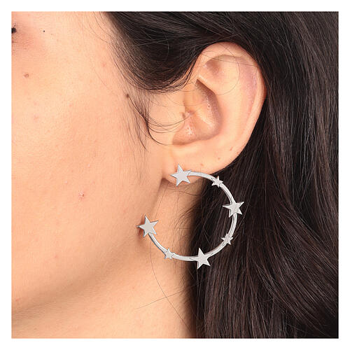 Boucles d'oreille argent 925 etoiles sur demi-cercle HOLYART