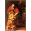 Fils prodigue de Rembrandt impression sur bois