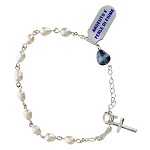 bracelet dizainier avec perles d'eau douce croix argent