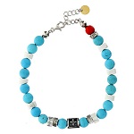 Bracelet Agios pierres naturelles turquoise et blanc argent 925