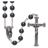 chapelet en hematite avec croix argentee