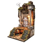 décor de crèche napolitaine entrée de palais avec fontaine 70x40x40 cm