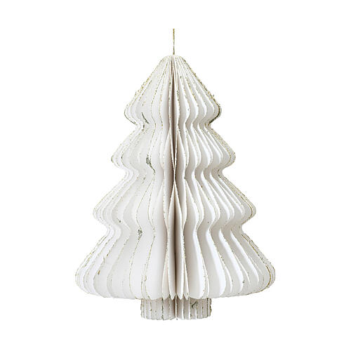 Décoration sapin de Noël en papier blanc et or 40 cm 100% FSC