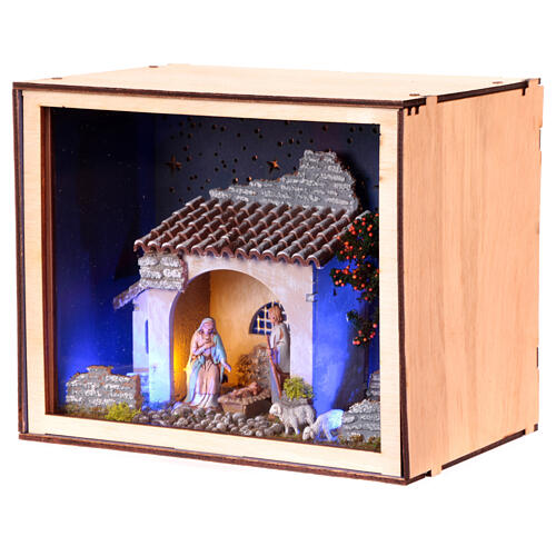 Nativity Box avec Nativité crèche 6 cm peinte à la main 20x25x20 cm