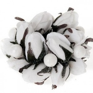 Girocandela roselline glitter argentato addobbo Natale