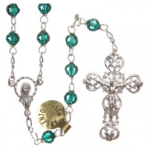 Rosario argento 925 Swarovski verde 6 mm