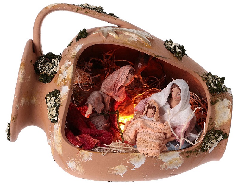 Anfora con Natività terracotta Deruta 30cm